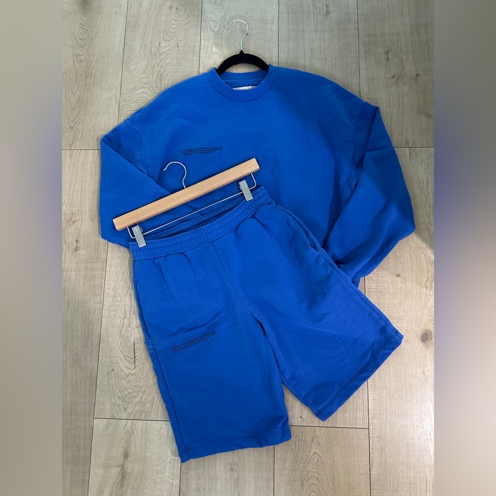 Pangaia Vibrant Blue Loungewear sweatshirt‎ and shorts Set